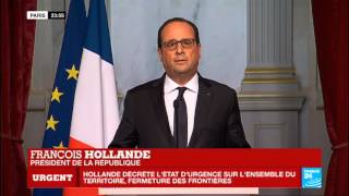 Attentats terroristes à Paris  État durgence décrété  Allocution de François Hollande [upl. by Candy]