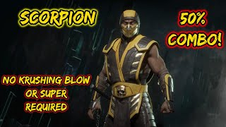 Easy 50 Combo With Scorpion Mortal Kombat 11 [upl. by Leftwich]