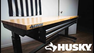 How To Easily Assemble Husky Adjustable Height Workbench Table [upl. by Atiuqnahs]