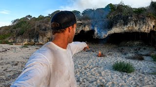 SOLO CAMPING IN A CAVE ON A DESERTED ISLAND with no food [upl. by Bez951]