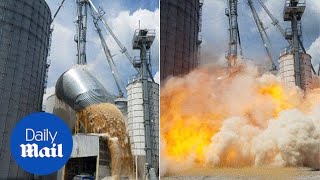 Shocking moment grain store explodes after collapsing  Daily Mail [upl. by Asilahs967]