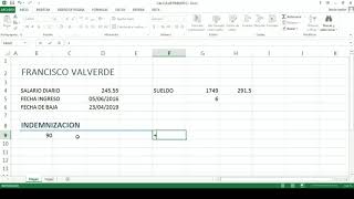 CALCULO DE INDEMNIZACION EN EXCEL [upl. by Nnylear]