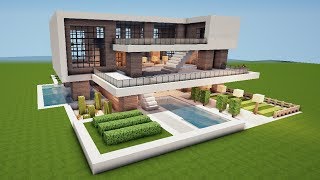 GROßE MODERNE VILLA in MINECRAFT bauen TUTORIAL HAUS 174 [upl. by Nadirehs]