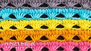 HOW to TUNISIAN CROCHET a SHELL STITCH Pattern by Naztazia [upl. by Easlehc206]