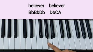 Believer TutorialChordsMelody  Imagine Dragons  Keyboard [upl. by Ekralc]