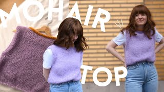 DIY Fluffy Pastel Spring Top  How to Knit a Mohair Sweater Vest [upl. by Blakelee]