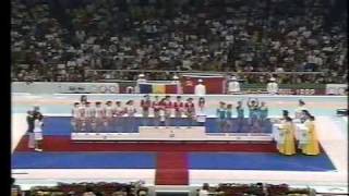 1988 Seoul Victory ceremony of womens gymnastic teams [upl. by Eartnoed77]