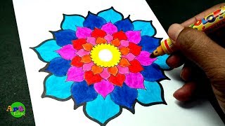 Easy Rangoli Design  step by step [upl. by Menken]