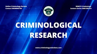 CRIMINOLOGICAL RESEARCH [upl. by Anwahsat]