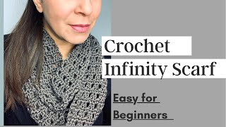 How to Crochet Infinity Scarf  Easy for Beginners [upl. by Hgielar34]