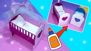 como hacer Cuna para bebé en miniatura  how to make Miniature baby crib [upl. by Ahcilef]