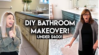 DIY BATHROOM MAKEOVER ON A BUDGET  RENTER FRIENDLY [upl. by Scevour948]