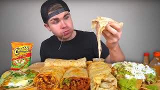 Cheesy Mexican Food Mukbang Round 2 Burritos Loaded Tostada Fish Taco [upl. by Dnomaj]