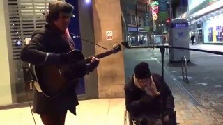 Homeless man joins busker for spontaneous New Years Eve street jam the result is incredible [upl. by Nnaira]