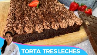 TORTA TRES LECHES DE CHOCOLATE  RAPIDO Y FÁCIL [upl. by Hakon487]