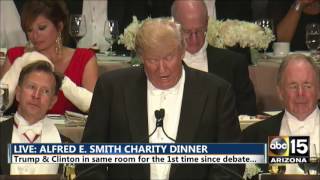 Donald Trump Hillary Clinton said Pardon Me  Alfred E Smith dinner [upl. by Atiner253]