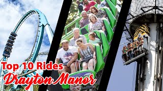 Top 10 rides at Drayton Manor  2021 [upl. by Budge411]