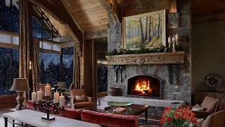 Cozy Cabin Ambience with Fireplace Crackling Sound for Sleeping  ASMR [upl. by Camp964]