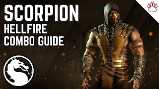 Mortal Kombat X Scorpion Hellfire Complete Combo Guide 1550 [upl. by Alyehc]