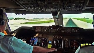 Boeing 747 Cockpit View  TakeOff from Miami Intl MIA [upl. by Heidy]