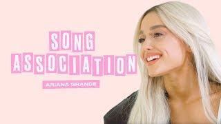 Ariana Grande Premieres a New Song from Sweetener in a Game of Song Association  ELLE [upl. by Ordisy360]