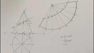 Development of surfaces 5  Cone  Engineering Graphics  Truncated Cone [upl. by Yadsnil]