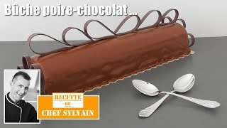 Bûche poire chocolat  Bûche de Noël par Chef Sylvain [upl. by Roane]