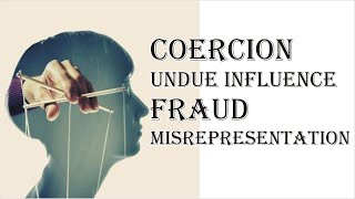 Coercion Undue Influence Fraud Misrepresentation  Indian Contract Act 1872  Law Guru [upl. by Elleirad]