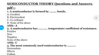 Semiconductor Theory Questions  with Answers  Electrical Engineering Mcqs [upl. by Jos]