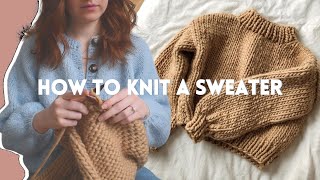 How To Knit a Chunky Sweater  Beginner Friendly Step by Step DIY Tutorial [upl. by Vikky]