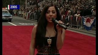 Stefani Germanotta  No Floods Brief clip Live at 2005 Columbus Day Parade [upl. by Lumpkin115]