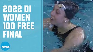 Womens 100 Freestyle — 2022 NCAA swimming championships [upl. by Attenehs]