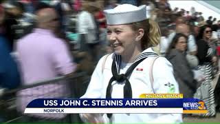 USS John C Stennis arrives at its new home in Norfolk [upl. by Atok868]