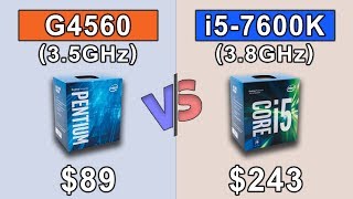 G4560 35GHz vs i5 7600K 38GHz  1080p and 2160p Gaming Benchmarks [upl. by Kallman]