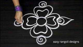 Beginners freehand rangoli kolam designs  simple muggulu without dots [upl. by Thgiled]