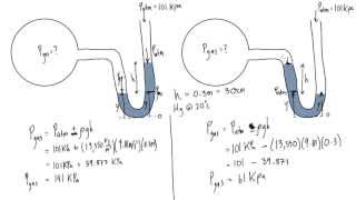 Simple manometer example problem [upl. by Rosette]