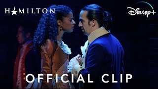 quotSatisfiedquot Official Clip 2  Hamilton  Disney [upl. by Anerhs]