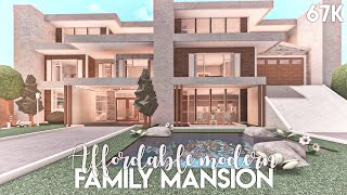 Affordable Modern Family Mansion  Bloxburg Build [upl. by Doralynn80]