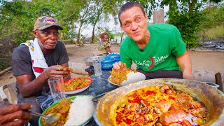 Spiciest Food in Africa 🌶 PALM NUT SOUP in a Village in Ivory Coast [upl. by Ridan]