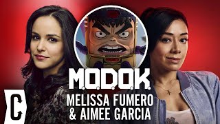 MODOK Aimee Garcia amp Melissa Fumero Talk Marvels quotMindBogglingquot StopMotion Comedy [upl. by Ynot383]