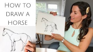 How to draw a horse standing for beginners [upl. by Sitruc460]