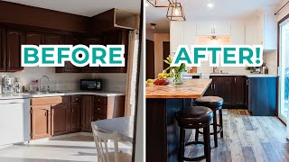 DIY Kitchen Renovation with incredible BEFORE amp AFTER makeover  The DIY Mommy [upl. by Naej65]