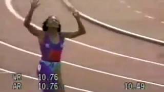 W 100m  Florence GriffithJoyner  1049  Indianapolis USA  1988  World Record [upl. by Llenod]