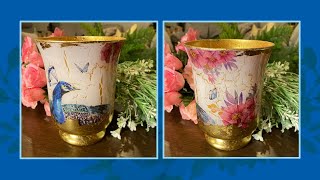 Reverse Decoupage on Glass Vase Tutorial DIY [upl. by Dolph610]