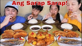 Chicken Hamonado Deep Fried Liempo Bagnet Style and Fried Fish Salay Salay Pinoy Mukbang [upl. by Atnauqal]