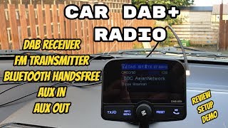 In Car DABDAB Radio Adapter Review  DAB  FM Transmitter  Mobile Handsfree  MP3 Player  AUX [upl. by Yuu]