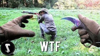 Guy Knifes Players with IRL Karambit Fade at Airsoft Field [upl. by Anatnahs777]