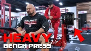 500LB BENCH PRESS SESSION WITH BRADLEY MARTYN [upl. by Elakram837]