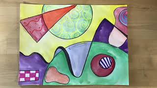 Kids Art Lesson  Wassily Kandinsky Abstract Art [upl. by Shawna742]