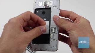 Samsung Galaxy J7 2016 How to insert SIM card  memory card [upl. by Einial611]